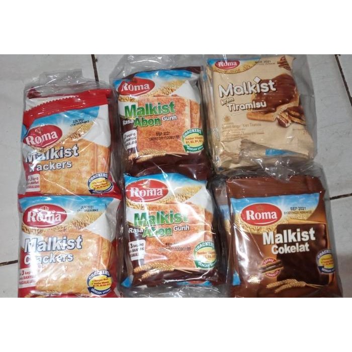 

roma malkist crackers/abon/coklat renceng
