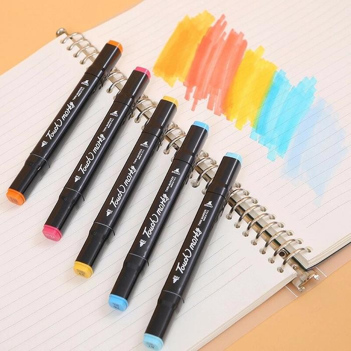 

new touch spidol dual side fine art brush pen art market set 48 color kode 1299