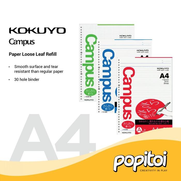 Kokuyo Campus Paper Loose Leaf Refill A4 Kertas Isi Ulang Binder Kode 258