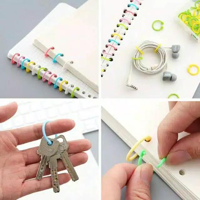 

30Pc Ring Kertas Plastik Loose Leaf Binder Buku Flashacard Keychain Kode 553