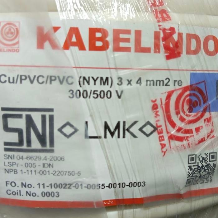 Kabel Nym 3X4Mm Kabelindo 100M Kabel Nym 3X4 Mm Putih Kabelindo