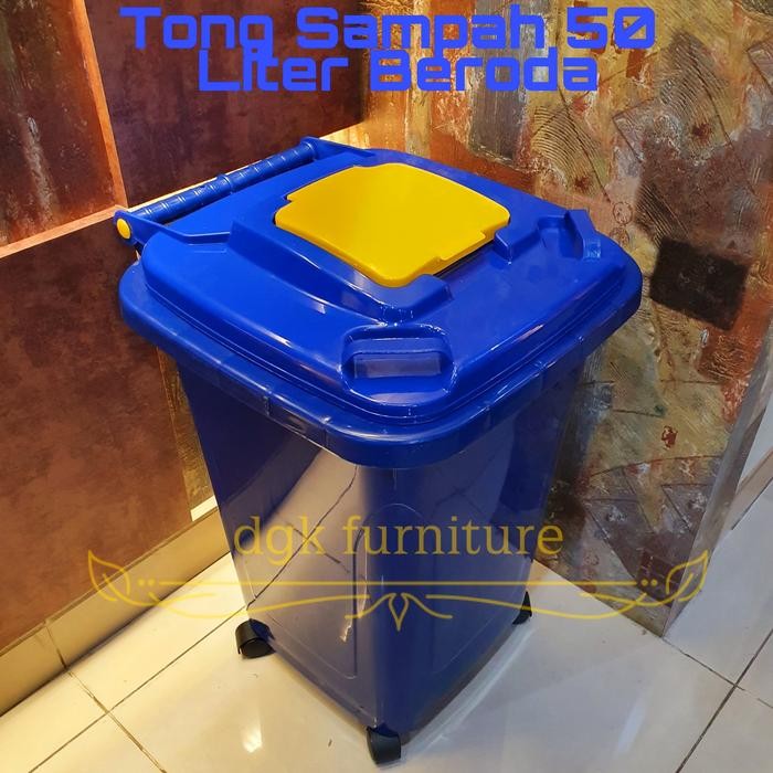 Tong Tempat sampah Plastik Dustbin Besar Roda Beroda 50 Liter 50L 50 L *