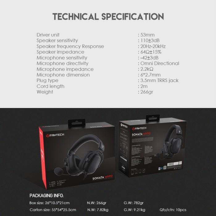 [Expert] Fantech SONATA MH90 Gaming Headset Multi Platform MH-90 MH 90