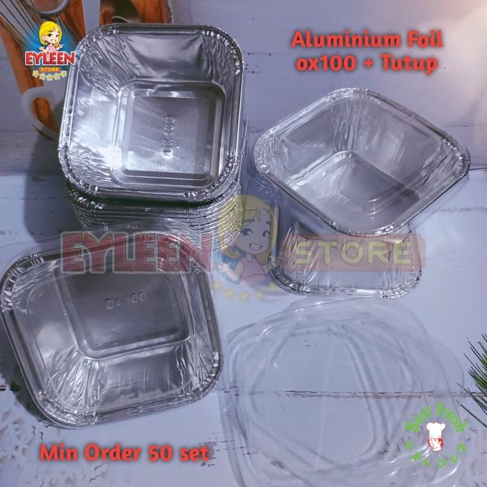 PROMO.. ALUMINIUM FOIL CUP OX-100 + TUTUP ALUMINIUM FOIL TRAY OX100