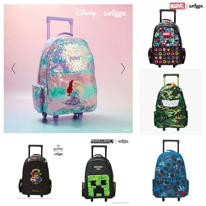 CUCI GUDANG.. SMIGGLE TROLLEY MINECRAFT, MICKEY, AVENGERS, HARRY POTER, DINO, ARIEL