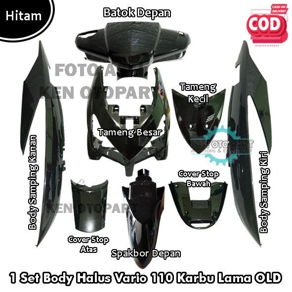 

Terlaris Full Sepaket Body Halus Vario 110 Karbu Lama Old Hitam / Bodi Halus