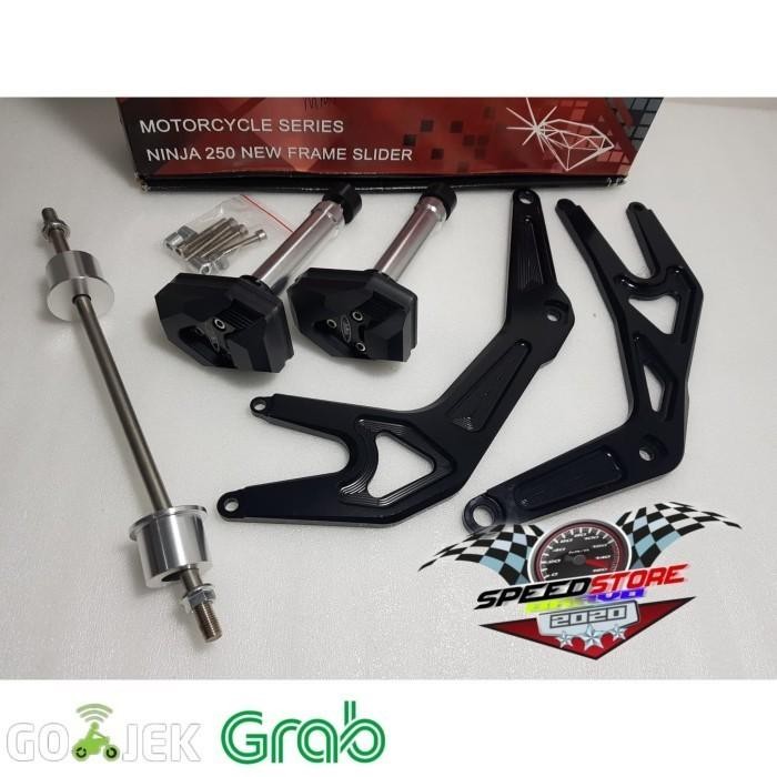 

Terlaris Jalu Frame Slider Pelindung Body Ninja-250Fi / Z-250 Ori Black Diamond