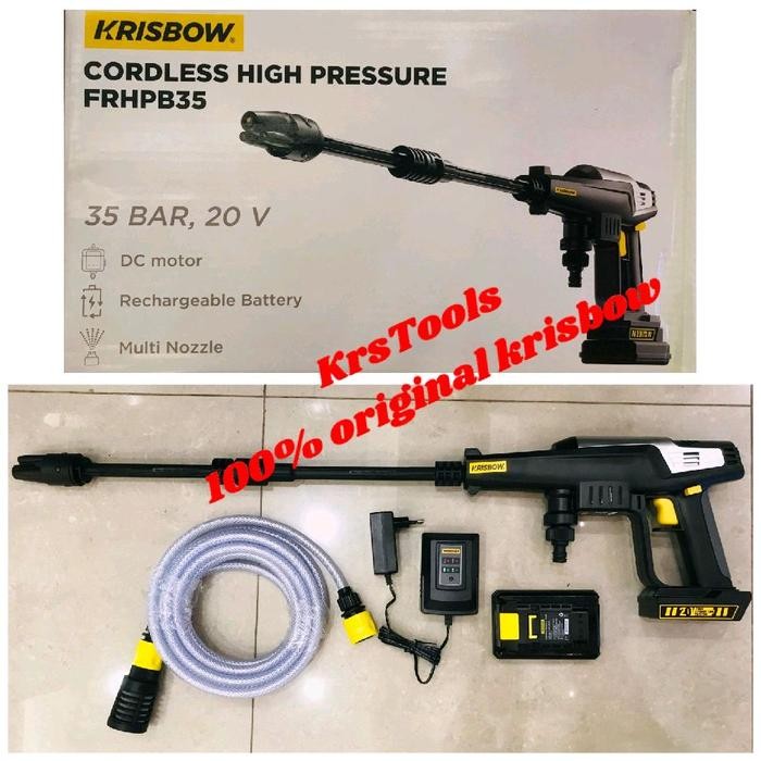 Krisbow Cordless Jet Washer Cleaner 35 BAR 20V - Ringan dengan Handle