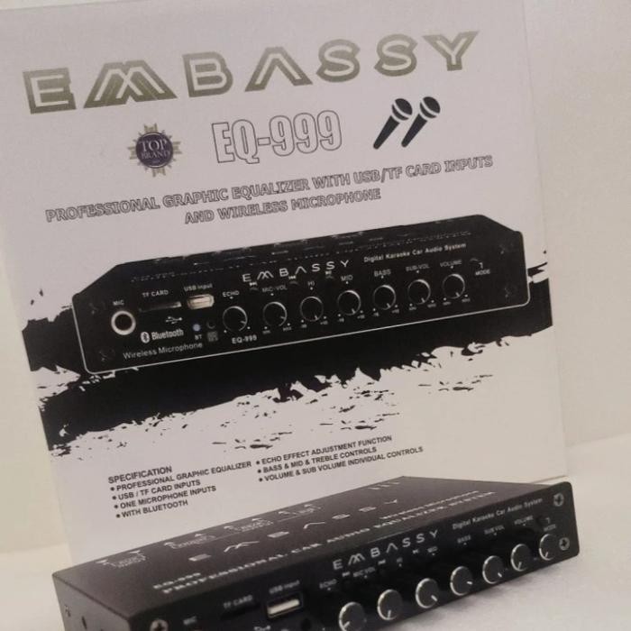 Promo Parametrik Equalizer Embassy Eq-999 Karaoke 2 Mic Wireless Pre Amp Embassy Eq 999 Bluetooth