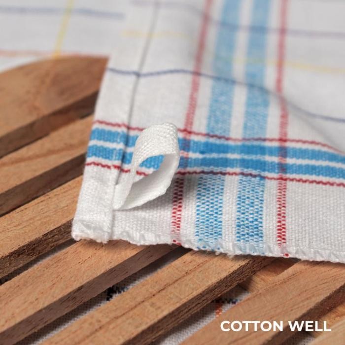 PROMO Serbet Kain 58cmx60cm Lap Piring Kotak Garis Lap Dapur Serap Air tebal Tutup Piring Lap