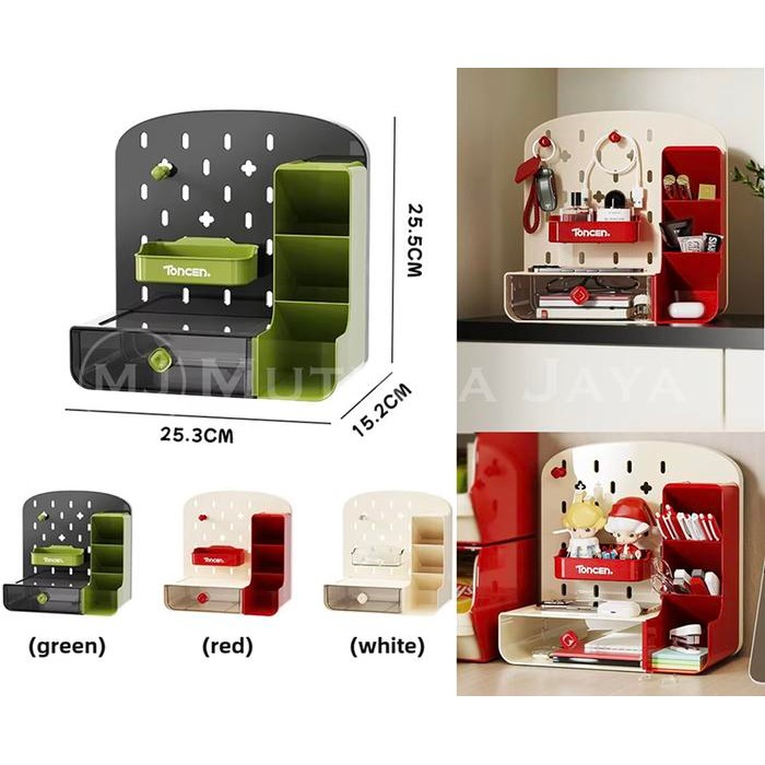

TONCEN Rak Kotak Tempat Pensil ATK Kunci Meja Organizer Premium