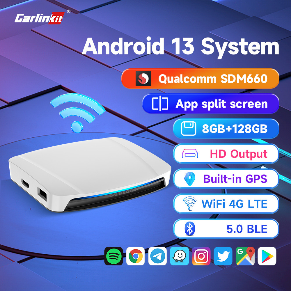 Carlinkit 128GB Carplay Ai Box Android 13 Android Auto Wireless QCM 660 Carplay WIFI 4G Car Box Mini