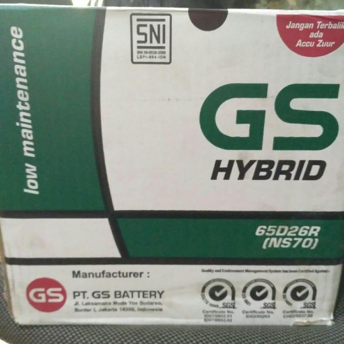 [Allthebest] aki mobil / Battery GS astra type Hybrid NS70 12volt-65amper