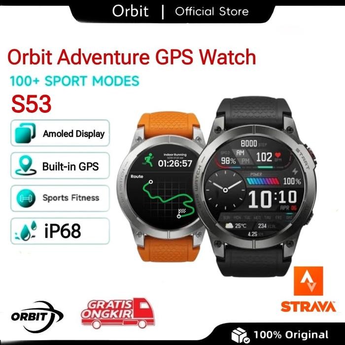 ORBIT S53 Stratos 3 Smart Watch Real GPS 1.43" AMOLED 24H Health Monitor IP68 Waterproof Bluetooth
