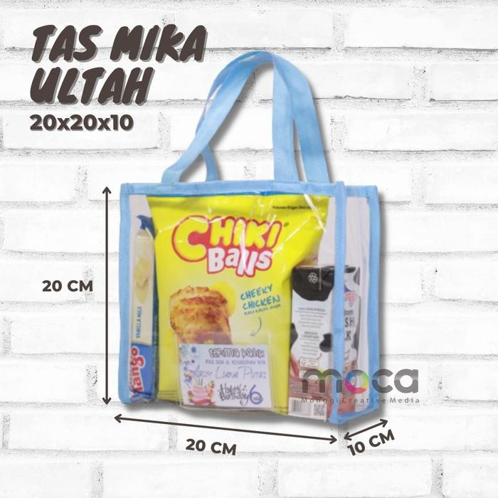 Tas Mika Transparan Hampers Souvenir Ulang Tahun / Pengajian Biru Muda