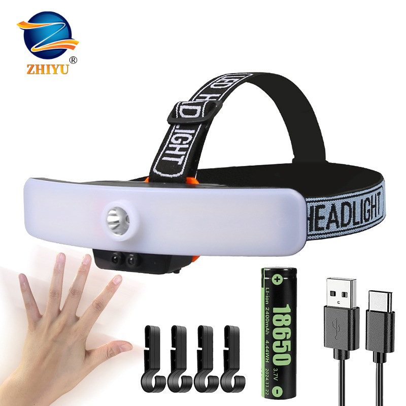 IMPORT Strong Light Headlamp Portable LED Sensor Headlamp USB Rechargeable Head Flashlight Outdoor
