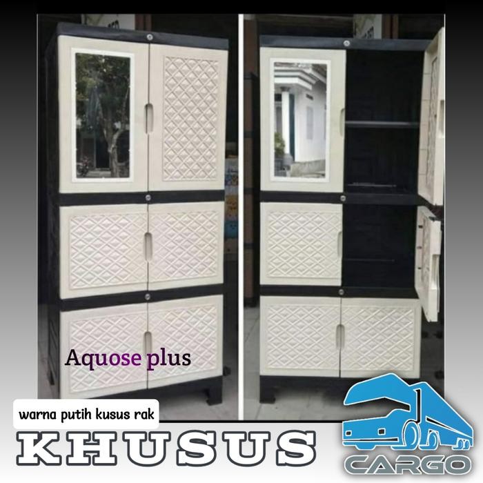 Lemari Pakaian Plastik Jumbo Aquose plus kaca