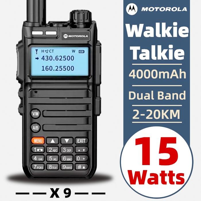 Diskon Dual Band Radio Seluler 2-20Km Jangkauan Komunikasi Ht Walkie-Talkie 15W Kekuatan Tinggi Vhf