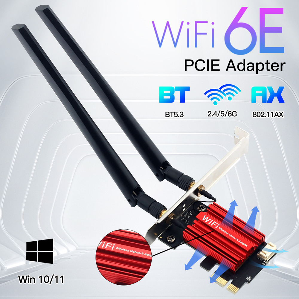 IMPORT Wifi 6E AX210 PCIE Wifi Adapter 5400Mbps Wireless Ethernet Network Card BT 5.3 2.4G/5G/6GHz