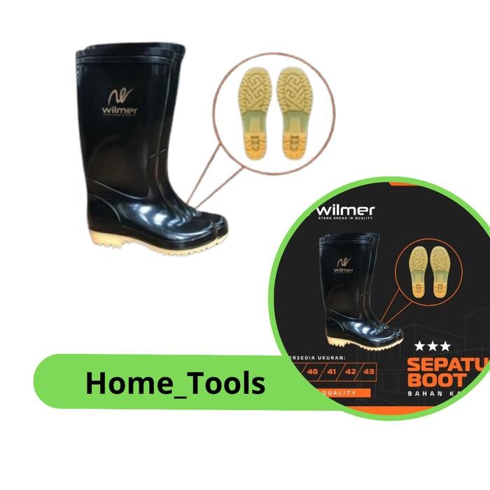 Sepatu Boot Karet Hitam Panjang Wilmer Sepatu Boot Safety Boot Karet