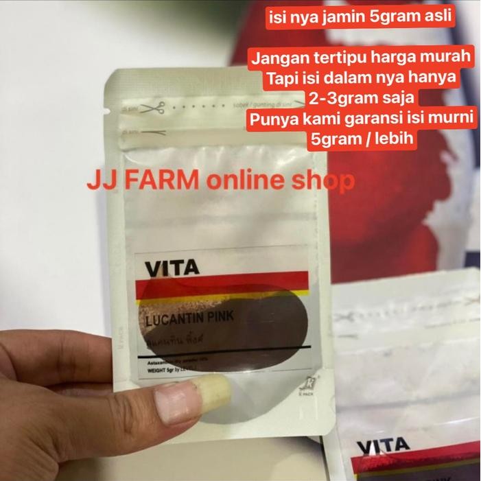

New Vita lucantin pink carophyl pink jamin original 100% 5gm pewarna ikan