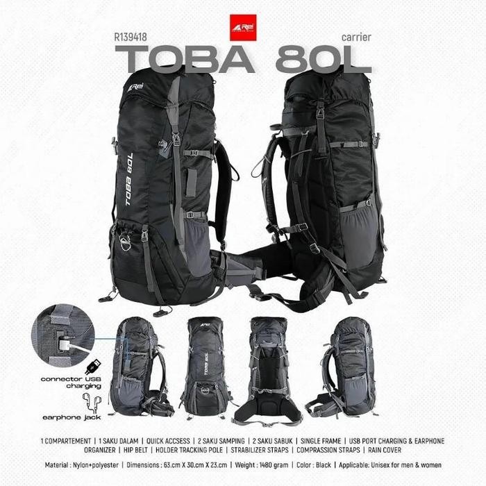 Tas Carrier Rei toba 80L Original Arei Carrier Toba Original 100%