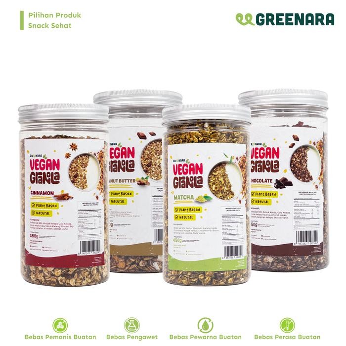 

Greenara Vegan Granola Choco / Matcha / Cinnamon / Peanut / Snack Granola - Greenara Vegan Granola