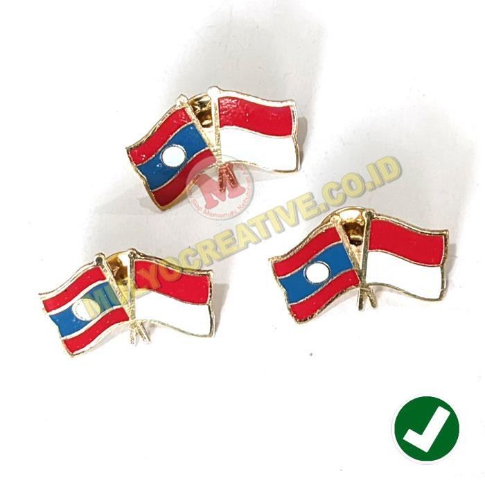

Flag Pin Laos Indonesia - Pin Bendera Persahabatan PREMIUM