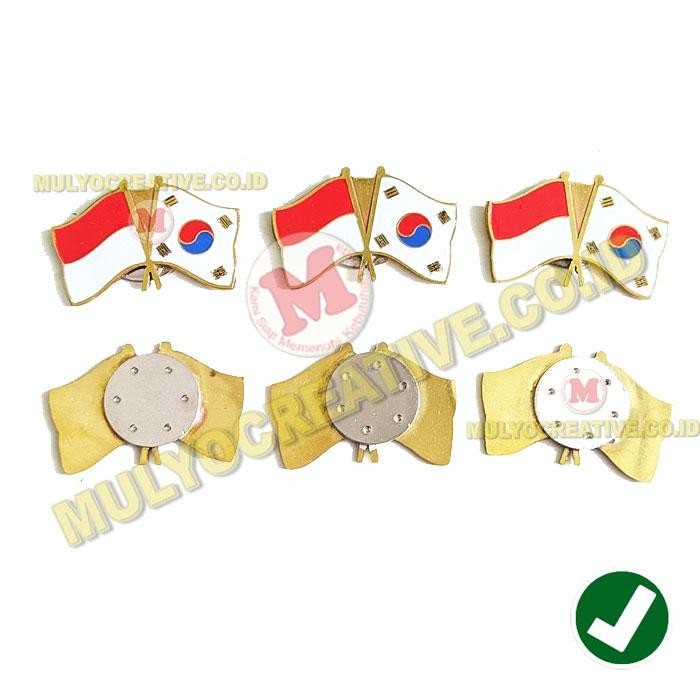 

Pin Bendera Persahabatan Indonesia Korea Selatan Cross Flag Pin Magnet PREMIUM
