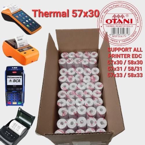 

Kertas Thermal Roll 57X30 Otani Kertas Print Hitam Thermal Struk 57 X 30 Otani