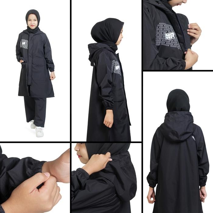 Jas Hujan Anak Perempuan Hijab Tunik bahan polyester import