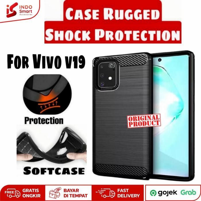 Vivo V19 Softcase Ipaky Carbon Fiber Case Silicon Casing Cover Hitam