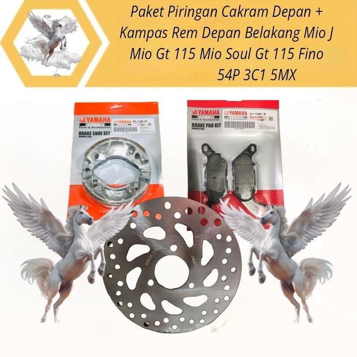 Paket Piringan Cakram Depan(54P)+Kampas Rem Depan(3C1)+ Kampas Rem Belakang(5MX) Mio J Mio Gt Mio