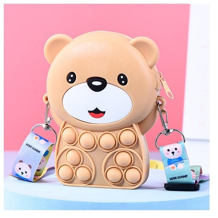 READY.. TAS POP IT ANAK TAS SELEMPANG POP IT TEDDY BEAR / PIKACHU / HAPPY CAT