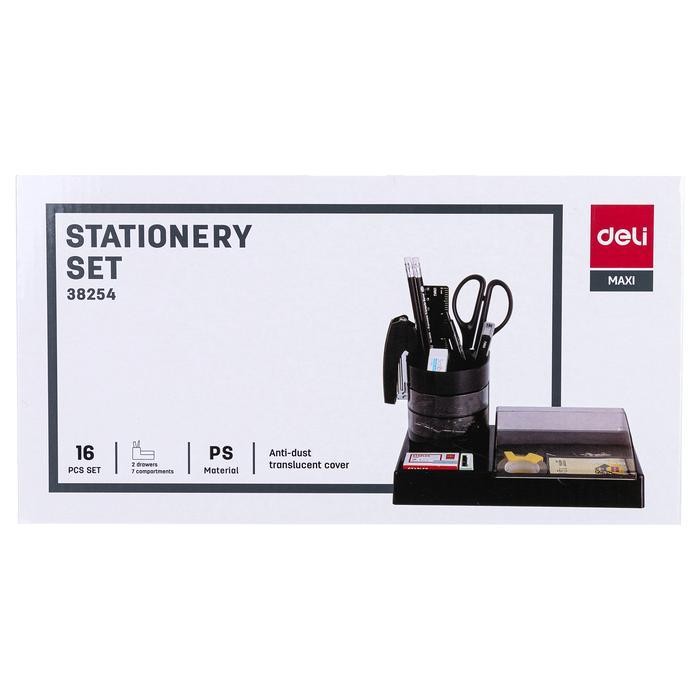 

Deli Set Alat Tulis Kantor Atk / Stationary Set Paket Hemat Super Lengkap E38254 Hitam Metal Pen