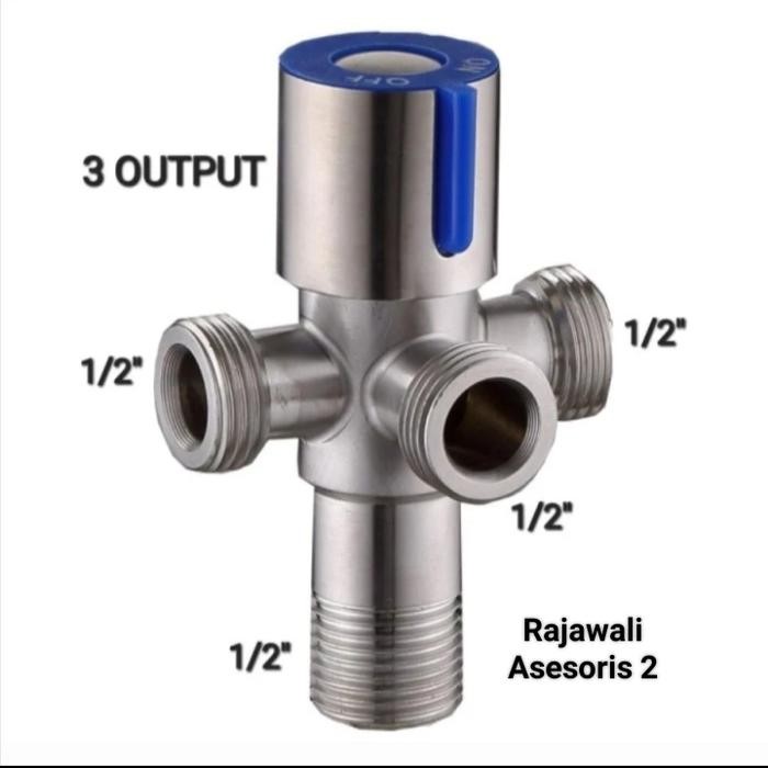 STOP KRAN SHOWER CLOSET KLOSET WASTAFEL / KERAN CABANG 3 WC STAINLESS