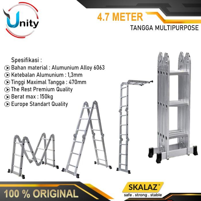 

Terlaris Tangga Teleskopik Multipurpose 4.7 Meter Multifungsi Alumunium 4.7 M