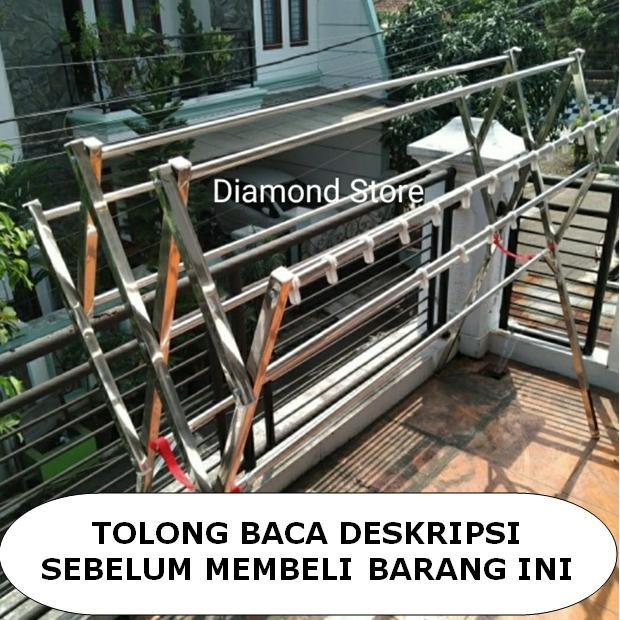 JEMURAN STAINLESS STEEL RUBICON KOTAK TEBAL PREMIUM JEMURAN BAJU