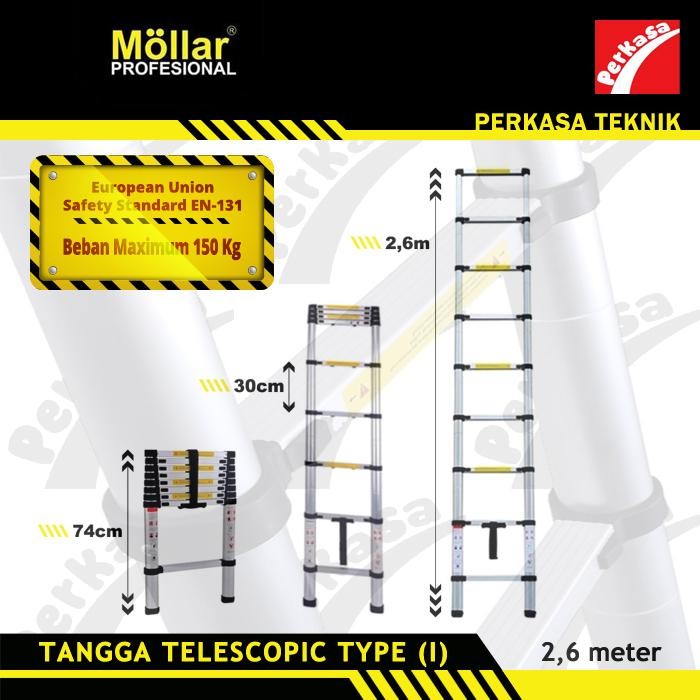 

Terlaris Tangga Telescopic 2,6 Meter Mollar Tangga 2,6 Mtr Tangga Teleskopic