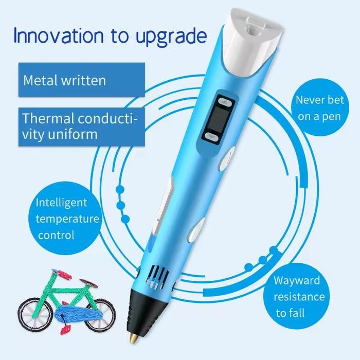

3D Pen 3D Drawing Printing Pen with LCD Screen Power Adapter with 200M PLA Filament Toy Kids