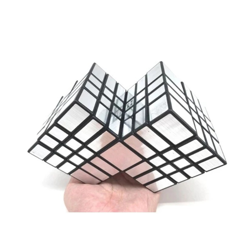 Calvin's Puzzle 4x4 Mirror Cube 4x4x4 Double Cube Black Body with Silver Label (Lee Mod) Cast Coated