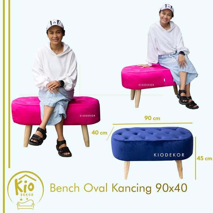 Bench Oval Kancing 90X40Cm / Bench Sofa / Bench Stool / Bench Jogja / Bench Chair / Kursi Terlaris