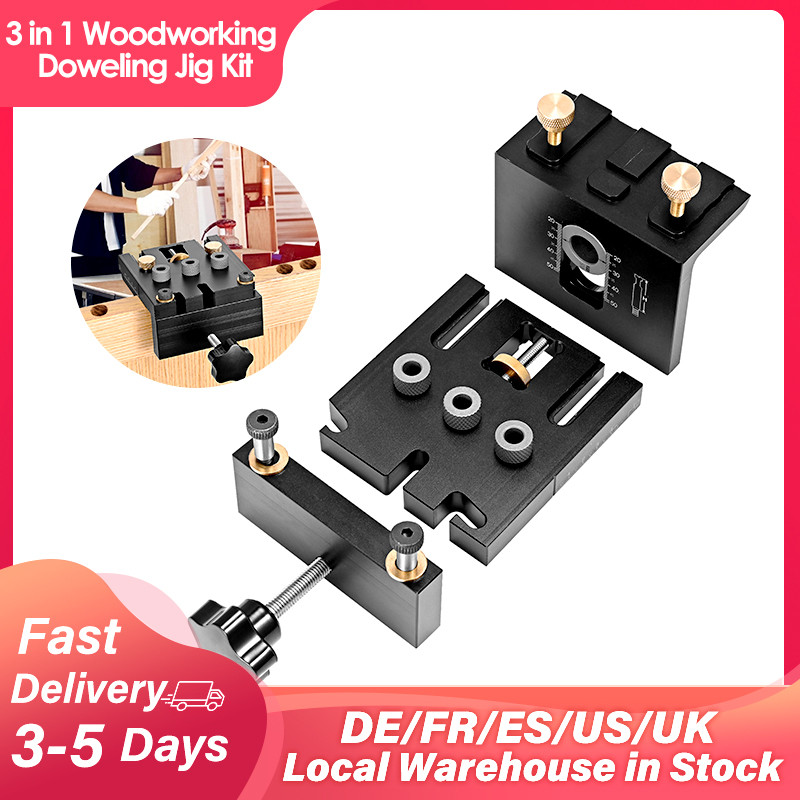 3 in 1 Adjustable Woodworking Doweling Jig Kit Pocket Hole Jig