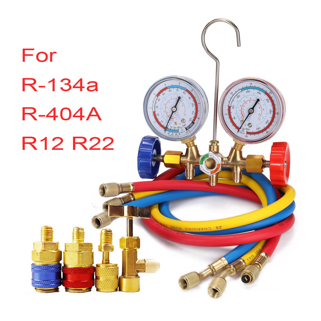 3 Way Refrigerant Gauge AC Diagnostic Manifold Freon Gauge Set for