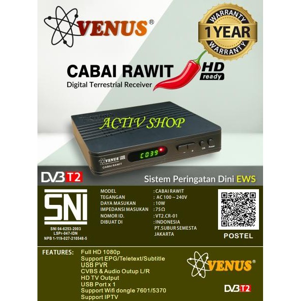 Project - Receiver Tv Digital Dvb-T2 Terrestrial Venus Cabai Rawit