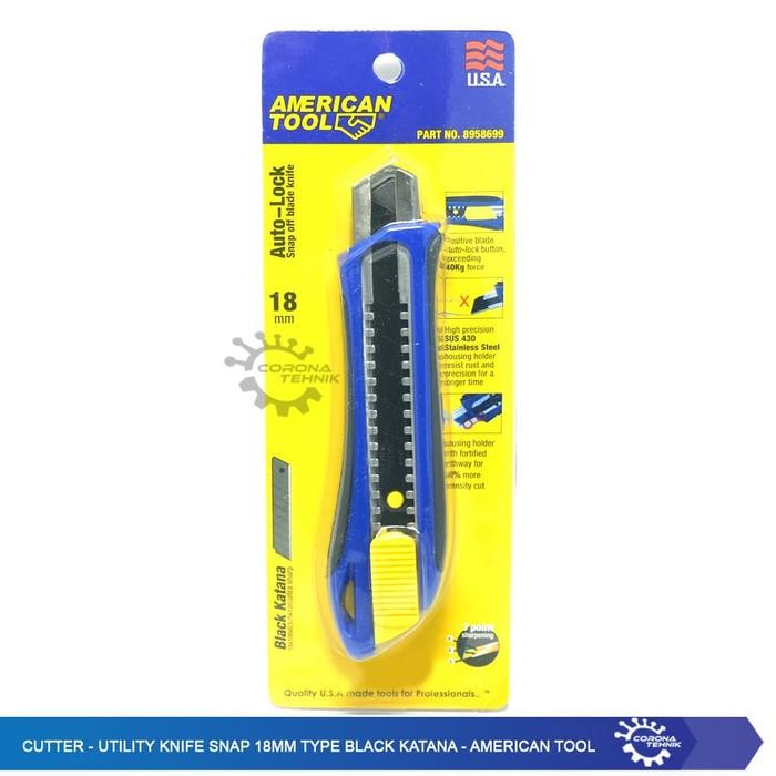 

Cutter - Utility Knife Snap 18Mm Type Black Katana - American Tool