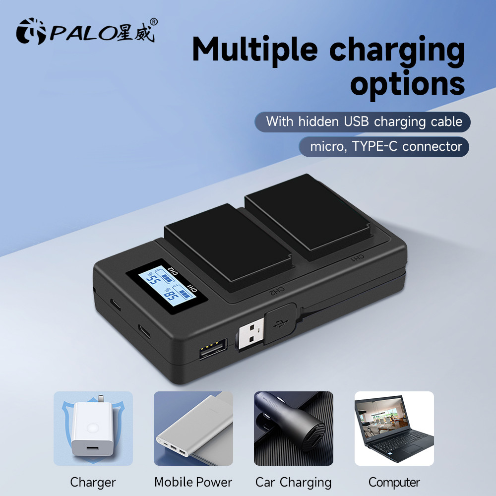 PALO EN-EL20a EN-EL20 LCD Dual Charger for Nikon Coolpix P1000, P950,