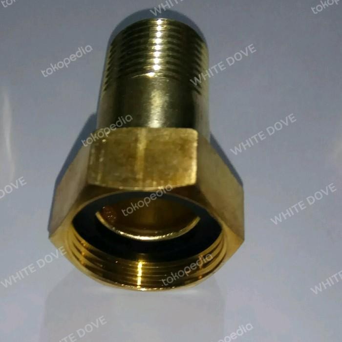 [Allthebest] mur kopling kuningan sock naple 1/2 sambungan meteran nepel pompa air