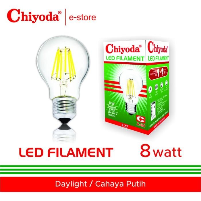 [Allthebest] CHIYODA LED FILAMEN 8 WATT KACA BENING WARNA CAHAYA PUTIH/DAYLIGHT