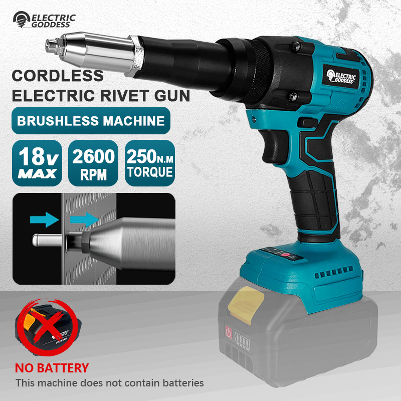 Electric Goddess Brushless Electric Rivet Gun 2.4~4.8mm Cordless Rivet Nut Gun Drill Insert Power To